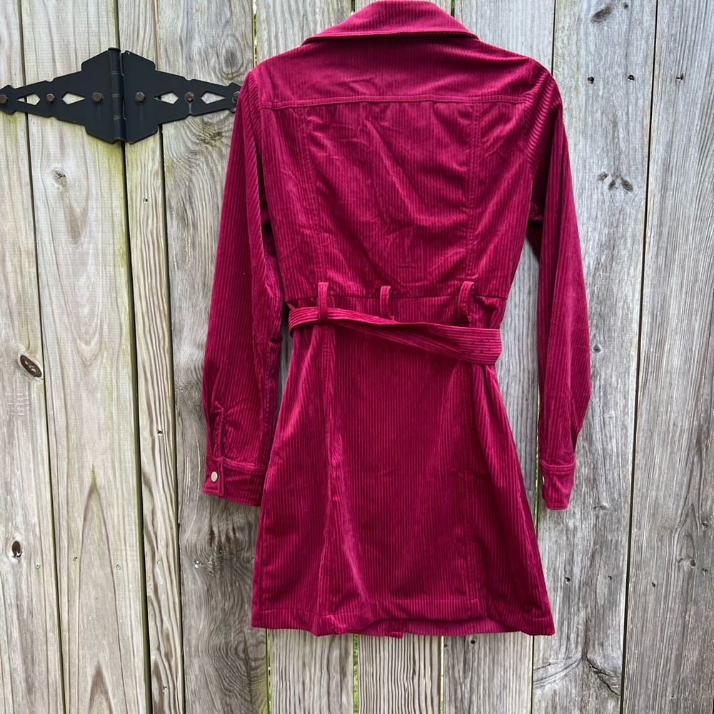 SUGARLIPS Corduroy Shirt Dress in Red Merlot Women’s XS NWT NEW - Picture 12 of 13